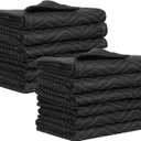 Moving Packing Blankets - Ultra Thick Pro - 72" x 40"(27lb) - Professional Quilted Shipping Furniture Pads Black,12 Pack