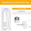 1.5" x 59" Pool Hoses for Above Ground Pools 2-Pack Pool Pump Replacement Hose with 8 Clamps, Compatible with Intex, Coleman, Summer Waves Pool Pumps & Filters (White 2pcs-1.5)