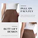 ESOFT Womens Dress Pants 27"/29"/31 Business Work Pants Wide Leg Pull On High Waisted Casual Stretchy Trousers Pockets (Brown, XS)