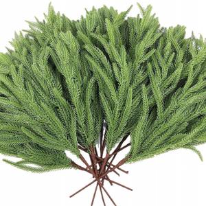 Real Touch Norfolk Pine Branch, Christmas Decorations Indoor Outdoor, Faux Greenery Stem Fake Cedar Pine Picks for Vase DIY Crafts, Artificial Plants Branches for Xmas Garland Home Decor (One Size)