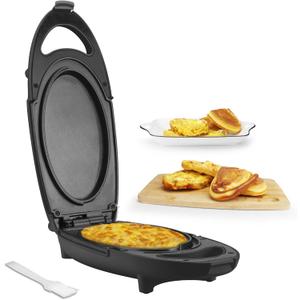 Baker's Friend Omelette Maker Electric, Omelette Cooking Surfaces Nonstick, Frittata Pan & Egg Pan, Double Sided Pan for Breakfast, Individual Flip Omelette Makers Electric, Graphite