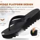KuaiLu Flip Flops for Women With Arch Support Ladies Soft Yoga Mat Cushion Platform Thong Sandals Dressy Womans Lightweight Summer Slip On Beach Flip Flop Sandles, Black US6