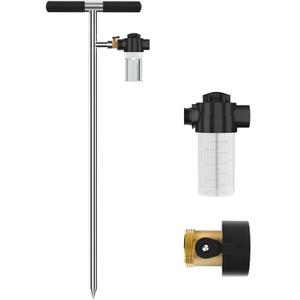 Deep Root Tree Watering Tool, Stainless Steel Tree Watering Spike with Fertilizer Bottle, Root Feeder with Brass Valve T-Handle, Irrigation System Watering Stake for Garden Orchard Shrub