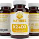 Vitamin K2 (mk7) with D3 Supplement for Best Absorption - 2-in-1 Support for Heart Health and Strong Bones | Vitamin D & K Complex | D3 5000 IU + K2 100 mcg | GMO & Gluten Free - 60 Count