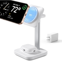 ESR 2 in 1 Magsafe Charger Stand, Wireless Charger Stand for iPhone [Certified], Magsafe Wireless Charging for Multiple Devices iPhone 17e/17/16/15/14/13/12, Apple Watch& AirPods 4/3, White