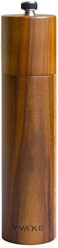 Yvake Wooden Salt and Pepper Grinder,8 Inch Manual Salt and Pepper Mill, Adjustable Coarseness and Refillable,Acacia Wood Pepper shakers for your kitchen