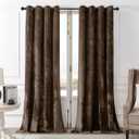 SMILETIME Chocolate Crushed Velvet Curtains 52x96 inch Luxurious Thermal Insulated Soundproof Drapes for Living Room Bedroom Office Soft and Durable Light-Filtering Window Treatments, 2 Panels