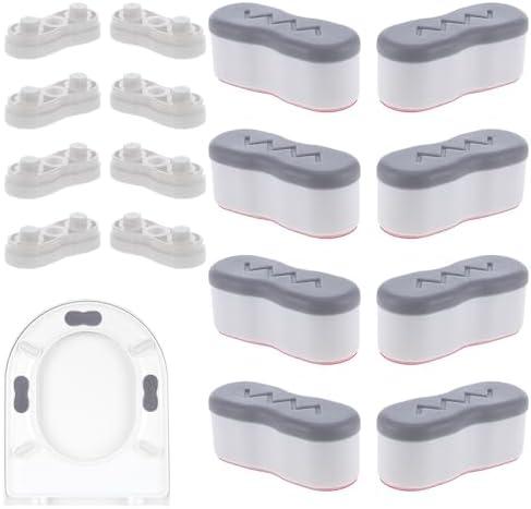 8Pcs Bidet Height-increasing Pads Toilet Seat Risers Toilet Lid Rubber Bumpers with 2 Heights Adjustment Grey & Clear Self Adhesive Universal Bidet Bumpers Replacement Bumpers for Toilet Seat