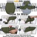 Lelepet Warm Dog Coat Waterproof Dog Jacket for Extra Large Dogs Reflective Fleece Vest with Adjustable Buckle Hook & Loop Windproof Cold Weather Coats for Small Medium Large Dogs, Army Green, XXXL (3XL)