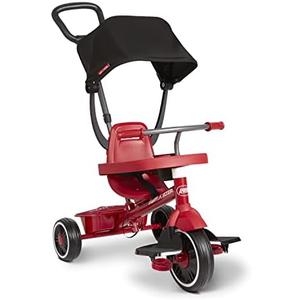Radio Flyer Pedal & Push 4-in-1 Stroll ' N Trike®, Red Tricycle, for Toddlers Ages 1-5, Toddler Bike