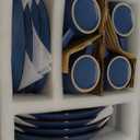 Plates and Bowls Sets, 16 Pieces Dinnerware Sets, Service For 4, Blue