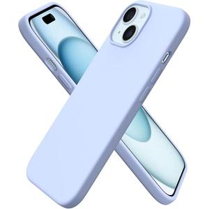 ORNARTO Compatible with iPhone 15 Case 6.1, Slim Liquid Silicone 3 Layers Full Covered Soft Gel Rubber Phone Case, Anti-Scratch Shockproof Protective Cover 6.1 Inch, Baby Blue