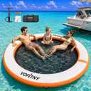 VOFiTNY Inflatable Water Hammock, Heavy Duty River Floats Lake Raft for Adults, Round Floating Ring Lounger Float Island Platform Pad Mat for Lake Pool Beach Ocean