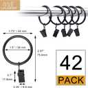 42 Pack Curtain Rings with Clips 1.5" Interior Diameter,Metal Drapery Clips with Rings,Black Curtain Clips,Strong Vintage Decorative Rustproof Drapery Ring with Hooks for Bathroom,Bedroom and Kitchen