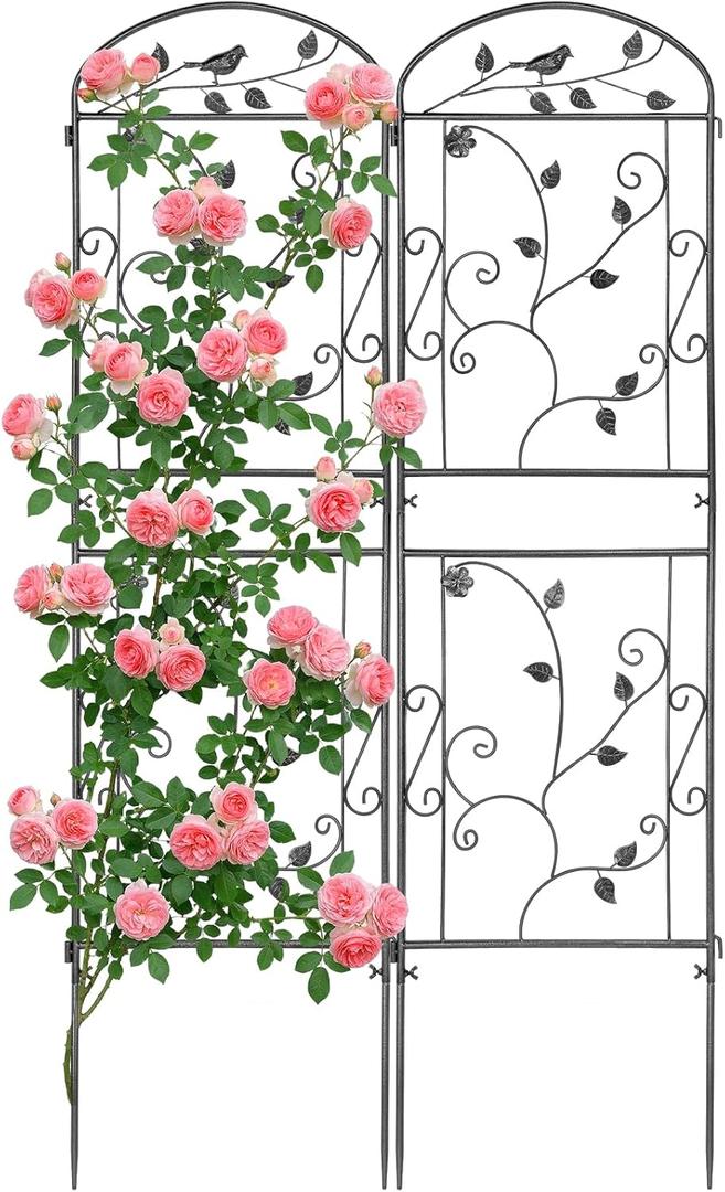 2 Pack Garden Trellis for Climbing Plants, 71 x 20 inch Rustproof Heavy Duty Metal Trellis for Climbing Rose Vine Clematis, Perfect for Premium Patio Decor & Luxury Outdoor Garden Design, Silver Gray