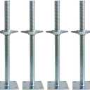 4 Pack Adjustable Leveling Jack Solid Screw Jacks with Base Plate for Baker-Style Scaffolding, Silver (Solid 18")