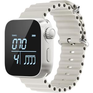 Vibrating Metronome Watch, Wearable Metronome for Guitar, Violin, Piano, Drum Practice, and Workout Tempo Trainer with Adjustable Strap, App Support and Long Battery Life (Beige)