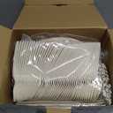 300Pcs Compostable Paper Plates Set, Eco-friendly Heavy Duty Plates & Biodegradable Utensil Include Forks,Knives,Spoons, Napkins, Disposable Dinnerware Set for Party (Brown) (Brown (Natural Unbleached))