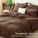 CozyLux King Size Comforter Set Brown, 7 Pieces Bed in a Bag King Comforter Set with Sheets, Luxury Soft Bedding Sets with Down Alternative Comforter, Fitted Sheet, Flat Sheet, Pillowcases & Shams