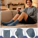 Mens Fluffy Socks With Grips Mens Slipper Socks Non Slip Winter Warm Extra Thick Plush Cabin Home Sleeping Socks (S)