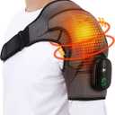 Cordless Shoulder Heating Pad, Heated Shoulder Wrap with Vibration, Shoulder Massager Heated Shoulder Brace for Women Men (Grey)
