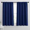 RYB HOME Blackout Curtains - Room Darkening Curtains & Drapes Energy Saving Thermal Insulated Solid Drapes Bedroom Kids Nursey Bathroom, Wide 42 x Long 45 inch, Marine Blue, 2 Panels