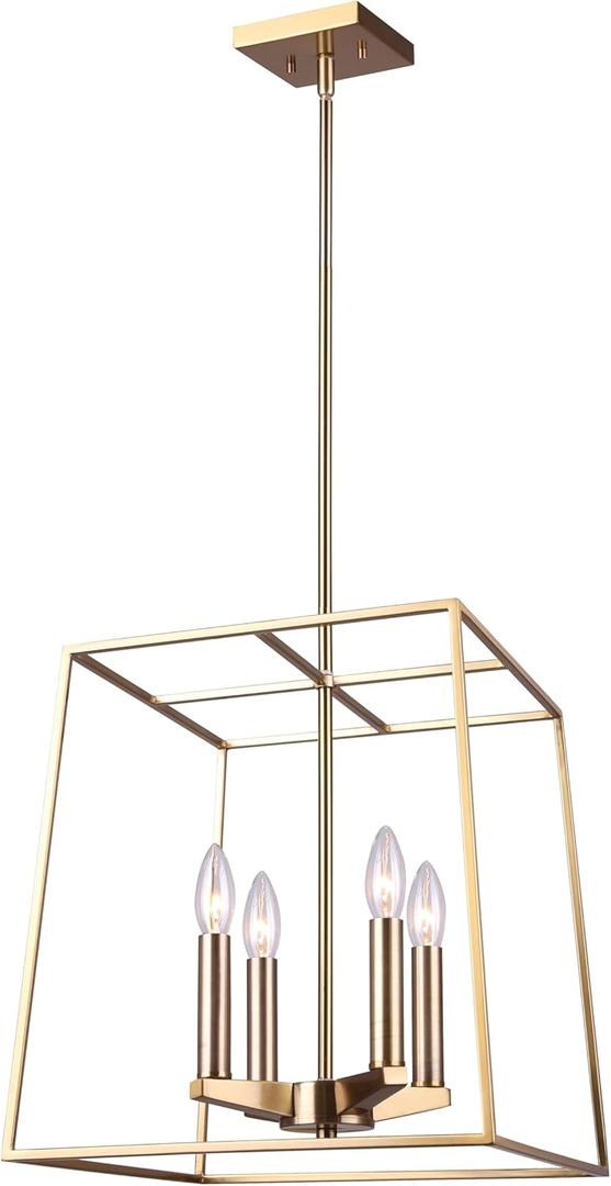 Canarm Coco 4-Light Chandelier, 14-Inch Width Gold Finish, Adjustable Downrod Height, Transitional Lighting for Dining Room, Living Room and Entryway