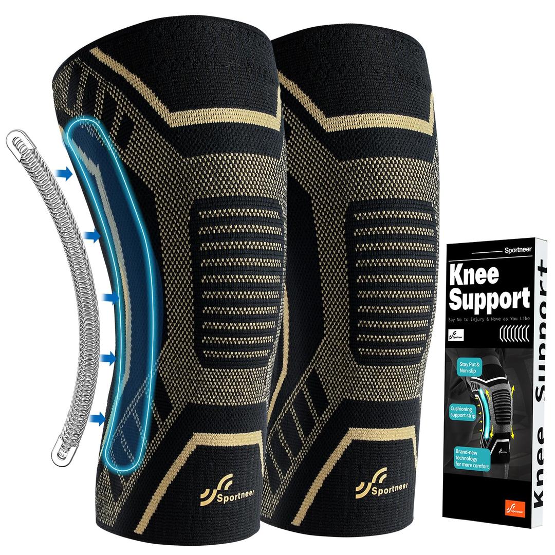 Copper Knee Brace for Men & Women - Knee Compression Sleeve with Side Stabilizers - Knee Support for Running, Hiking, Walking, Basketball, Volleyball, Meniscus Tear, ACL, Arthritis Knee Pain Relief