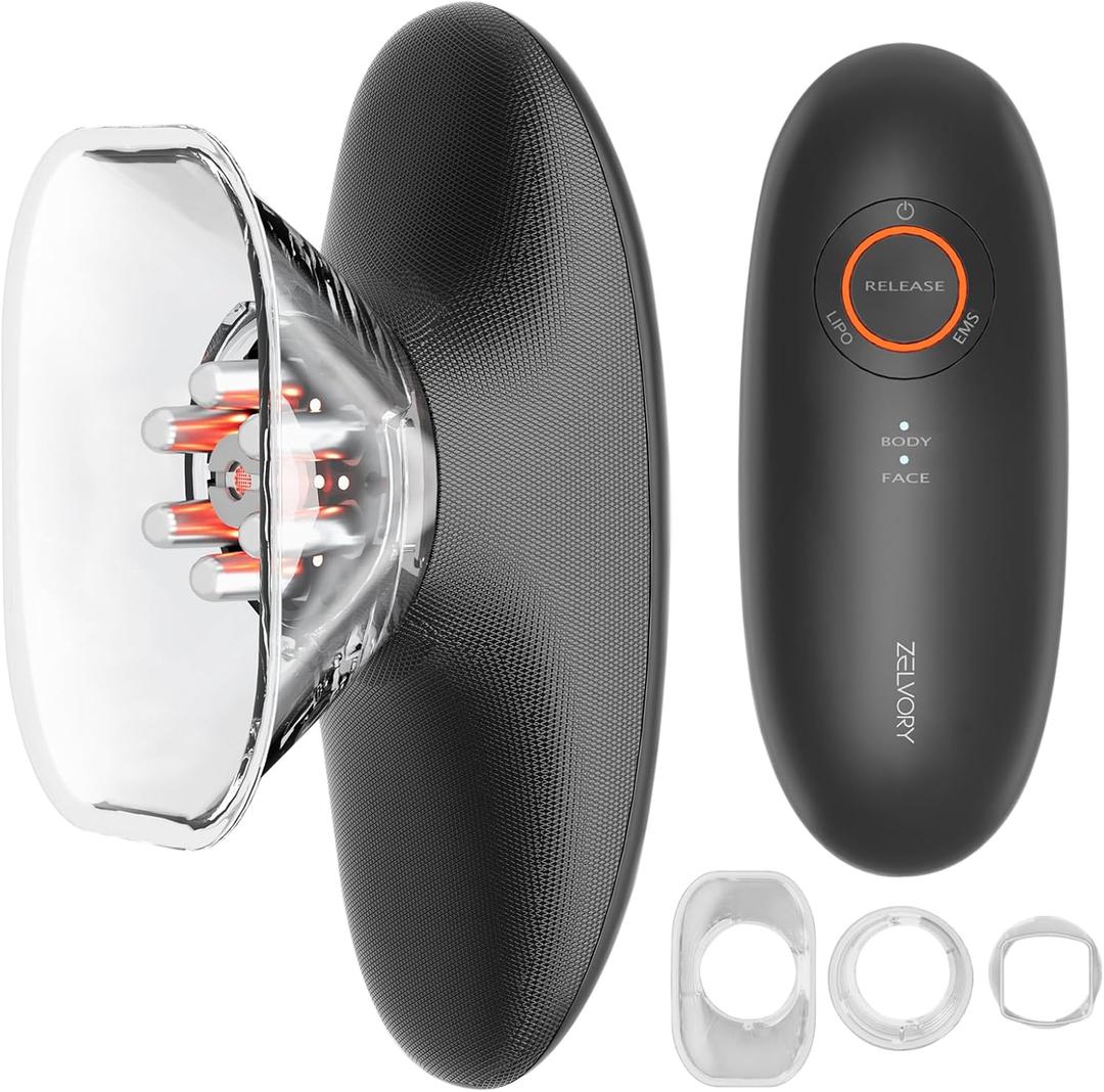 3-in-1 Body Sculpting Machine for Skin Appearance, Electric Body Massager for Legs Belly Stomach Arms, Home Use Body Sculptor Device with 3 Cups for Skin Firming (Black)