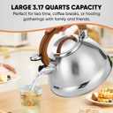 3.1 QT Whistling Tea Kettle, Large Stainless Steel Teapot for Stovetop, 3.1 Quarts