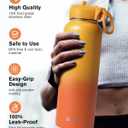 Water Bottle 40 oz Insulated with Straw&Brush, Coolflask Vaccum Stainless Steel Metal 3 Lids Water Flask for Sports, Gym or Office, Keep Cold 48H Hot 24H, Ombre Yellow/Orange
