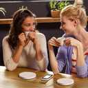 Marble Coasters Set of 4, Natural Travertine Stone Drink Coasters Round Modern Stone Cup Mat 4 Inch with Non-Slip Cork Backing Housewarming Gift for Wedding Christmas Anniversary Present