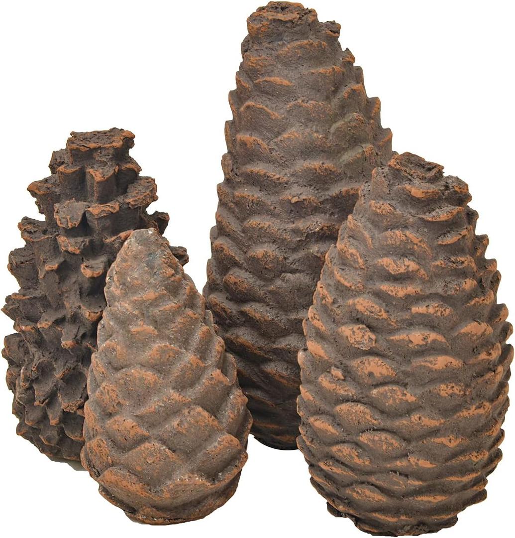 Stanbroil Set of 4 Gas Logs Decorative Ceramic Pine Cones for Indoor or Outdoor Fireplaces and Fire Pits