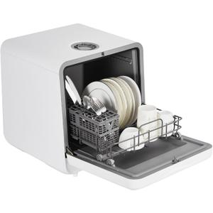 Countertop Dishwasher, Mini Dishwasher with Faucet & Manual Water Tank(5L) Modes Water Inlet, Compact with More Space Inside,6 Programs Ideal for RV & Apartments, No Hookup Needed