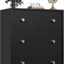Nicehill 3 Drawer Dresser, Black Nightstand for Bedroom with Drawers, Small Dresser Bedside Table Chest of Drawers for Bedroom, Hallway, Entryway, Closets (Black)