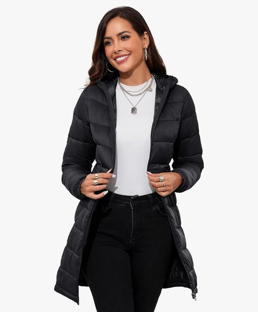 ANOTHER CHOICE Women Packable Puffer Jacket Lightweight Hooded Puffy Jacket Medium