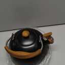 Tea Kettle, BELANKO 85 OZ / 2.5 Liter Whistling Tea Kettle, Tea Pots for Stove Top Food Grade Stainless Steel with Wood Pattern Folding Handle, Loud Whistle Kettle for Tea, Coffee, Milk - Black