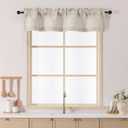 Chyhomenyc Valance for Windows - Light Filtering Faux Linen Slub Textured Small Kitchen Curtains, Rod Pocket Window Short Curtain for Living Room Bathroom Basement, 52Wx12L Inch, 1 piece, Linen Color