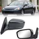 Left Driver Side Mirror Compatible with Honda Accord 2003 2004 2005 2006 2007 Non-Heated Manual Folding Power Glass Door Mirrors Paintable Black Partslink #HO1320152
