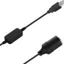 LIXIN 12V Car Cigarette Lighter, USB to Socket Female Cable Converter-Black ((1.2m/3.9ft))