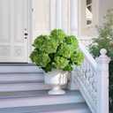 2 Set Outdoor Artificial Hydrangea Flowers 28 inch Large Faux Hydrangea Brush with UV Resistant Design Potted Plant for Front Porch Garden Patio Decor (Green)