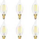 Dimmable E12 Candelabra Bulb 60 watt, 6W 630 LM Dimmable E12 LED Bulb 5000K Daylight White, Vintage Flame Tip LED Chandelier Light Bulbs, 6-Pack