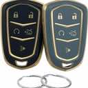 REPROTECTING TPU Key Fob Cover Compatible with (5 Buttons) 2014-2019 Cadillac ATS CT6 CTS Escalade Escalade ESV SRX XT5 XTS (Black/Grey)