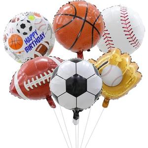 6 pcs Sports Balloons Birthday Party Supplies, Basketball, Baseball, Football, Volleyball and Soccer Foil Balloon Birthday Party Sports Balloon for Baby Shower Sports Themed Party Decoration Supplies