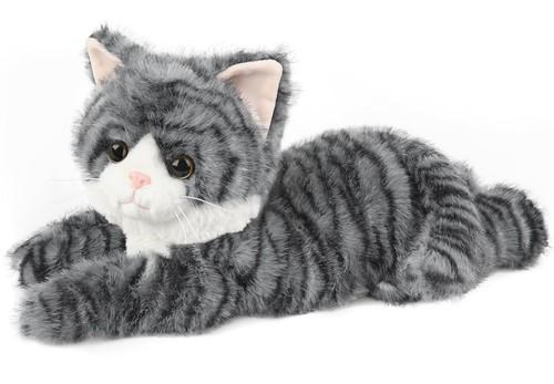 Gray Tabby Cat Stuffed Animals, Microwavable Stuffed Animal Adorable Fluffy Cat Plush for Warmth & Comfort, Heatable & Coolable Lavender Scent Cat Toys, Cute Soft Plushies Cat Gifts for Kids & Adults