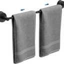 Adjustable Suction Cup Towel Bar for Bathroom Wall, 14.624 Inches Black Towel Bar, Stainless Steel Bath Towel Holder, Towel Racks for Bathroom for Shower (Matte Black)