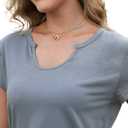 DeXianLai Tshirts Shirts for Women Summer Tops 2026 Spring Short Sleeve Crew Neck Beach Vacation Clothes Solid Color Shirt Grey M