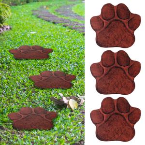 Yaocom 3 Pieces Dog Paw Garden Stepping Stones Garden Decor Cast Irons Dog Rocks Rustic Outdoor Stones Decorative Stone for Garden Walkway Outdoor Decoration, 12 Inch (Brown)