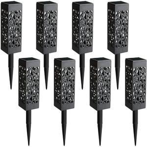 TRAHOO-7 Pcs Solar Powered LED Garden Lights, Solar Path Lights Outdoor, Automatic Led Halloween Christmas Decorative Landscape Lighting for Patio, Yard and Garden