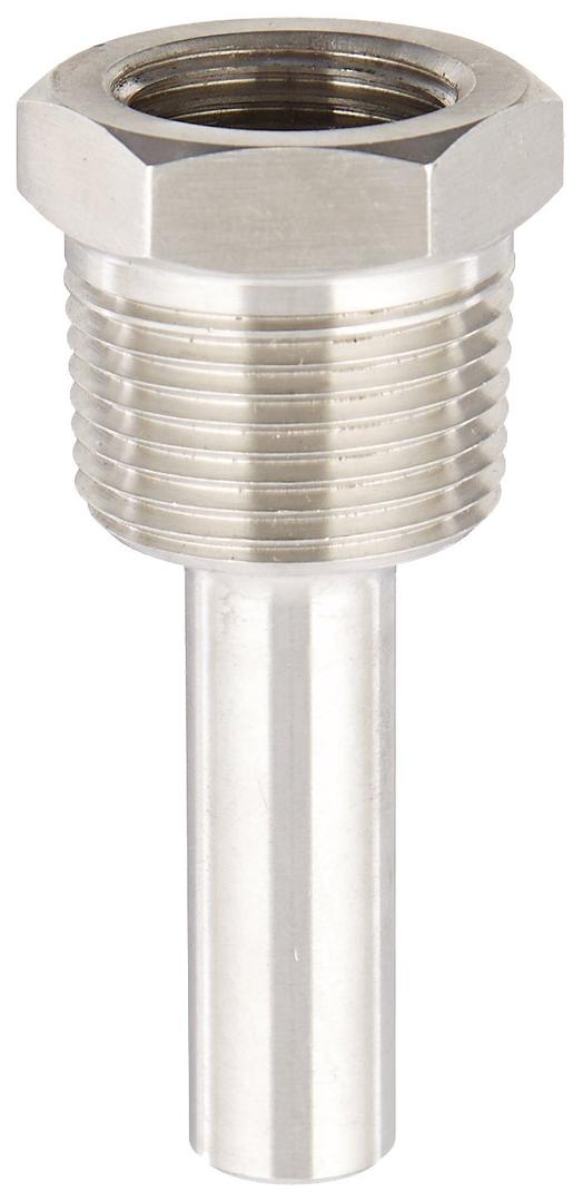 PIC Gauges TW-SS02-23S2 316 SS Standard Thermowell for Industrial Bimetal Thermometers, Stepped Style, 2-1/2" Stem Length, 1/2" NPT x 3/4" NPT, 0.260" Bore Diameter